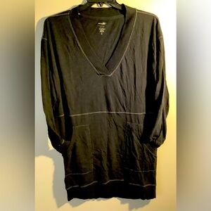 NWOT Natural Life Charlie Mini Dress Deep V-Neck Black 100% Cotton Size S